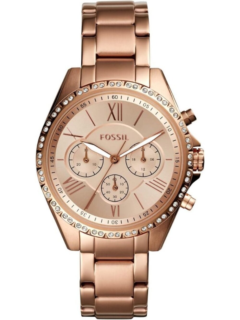 Women's Rose Gold Modern Courier Stainless Steel Chronograph Dress Quartz Watch